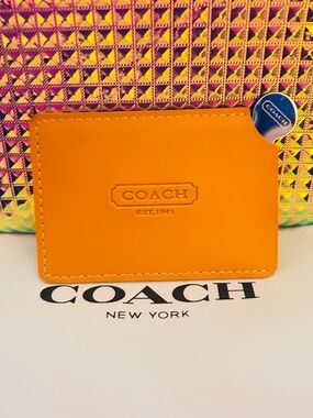 RARE Coach Mirror with Genuine Leather Holder/ Keychain/ Bag Charm